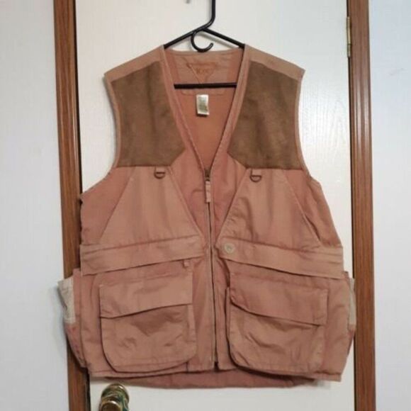 Vintage Mens Sz Large 10X Hunting Vest Dark Tan Chest 42-44 - Picture 1 of 11